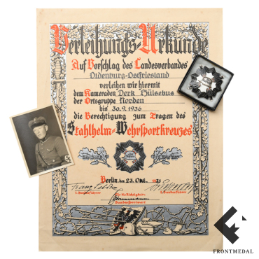 Военно-спортивный крест союза Стальной шлем с документом